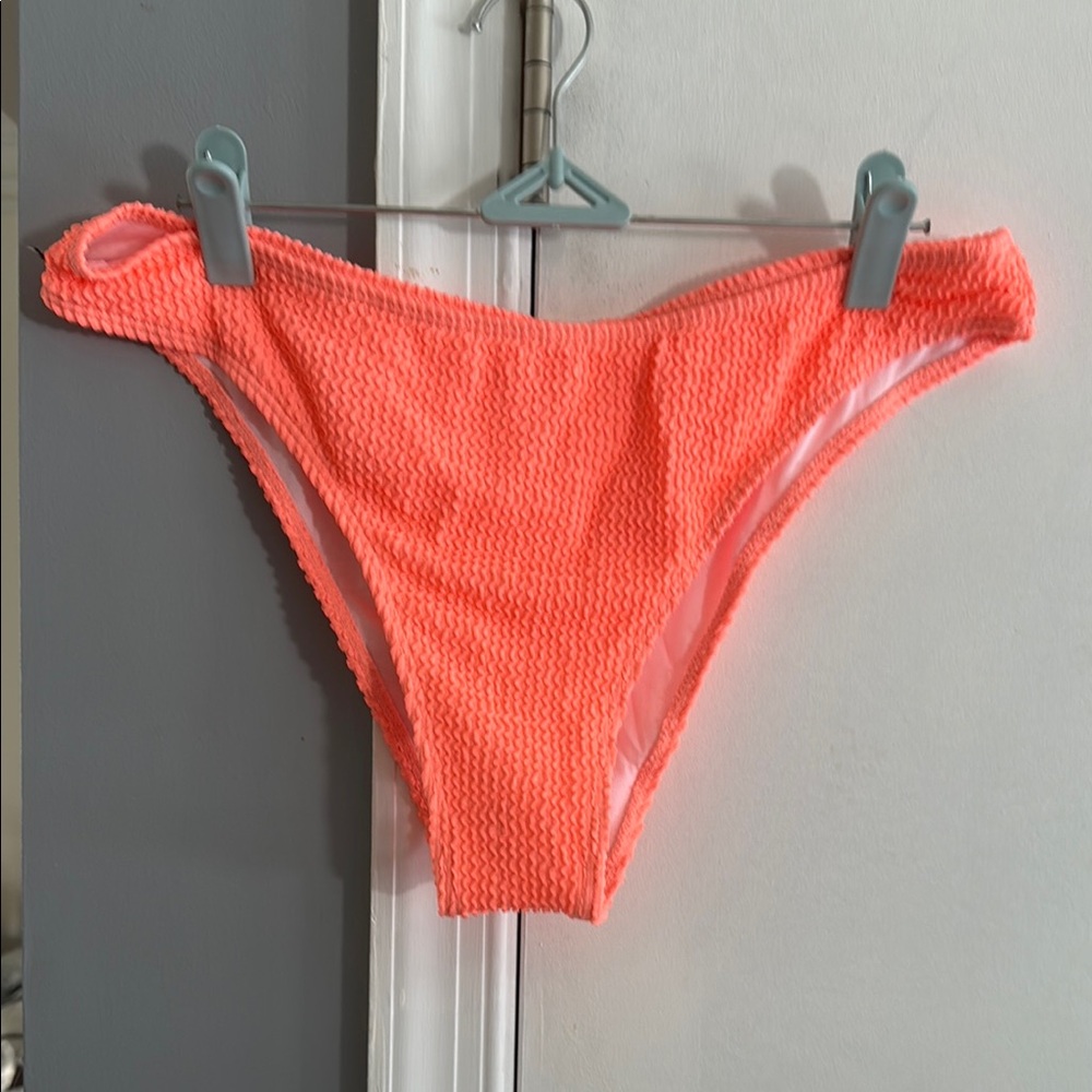 SHEIN Orange Ribbed Bikini High-Cut Cheeky